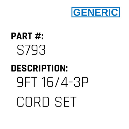 9Ft 16/4-3P Cord Set - Generic #S793