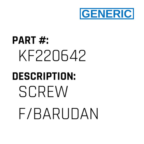 Screw F/Barudan - Generic #KF220642