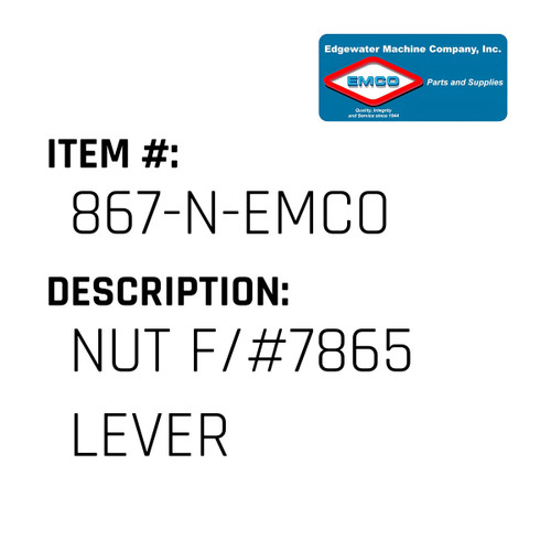 Nut F/#7865 Lever - EMCO #867-N-EMCO