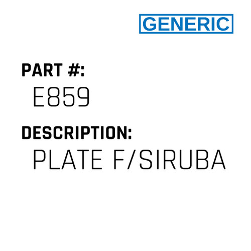 Plate F/Siruba - Generic #E859