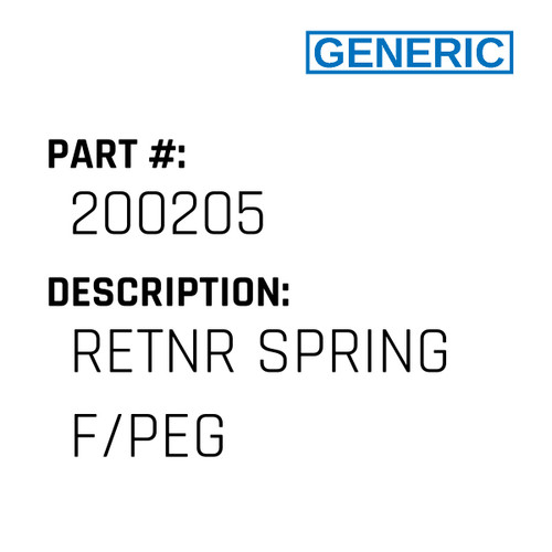 Retnr Spring F/Peg - Generic #200205