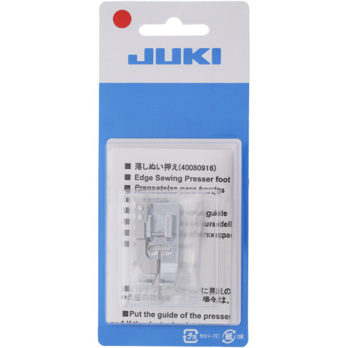 EDGE SEWING PRESSER FOOT The Edge Stitch Foot is used for stitching seam lines, including stitch in the ditch sewing. It can be used for edge joining, edge and topstitching, understitching, and pintucks. You can even use the Edge Stitch Foot as a guide when switching the needle position for hemstitching straight lines.  Guaranteed to fit Juki sewing machine models:  DX-1500QVP, DX-2000QVP, HZL-DX5, HZL-DX7, HZL-F300, HZL-F400, HZL-F600, HZL-G110, HZL-G120, HZL-G210, HZL-G220, HZL-NX7, Sayaka DX-3000QVP Presser Foot Shank Type Snap-OnPresser Foot Type Ditch Quilting Foot