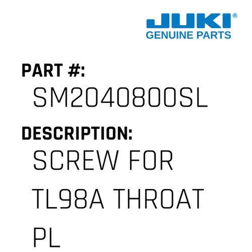 Needle Plate Screw - Juki #SM2040800SL