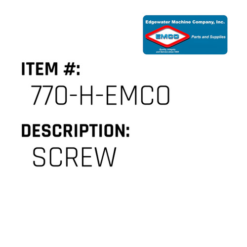 Screw - EMCO #770-H-EMCO