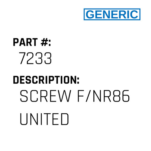 Screw F/Nr86 United - Generic #7233