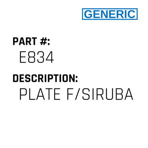 Plate F/Siruba - Generic #E834