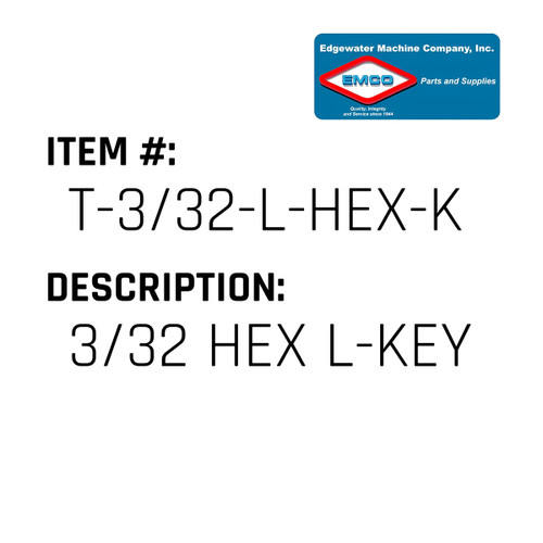 3/32 Hex L-Key - EMCO #T-3/32-L-HEX-KEY-EMCO