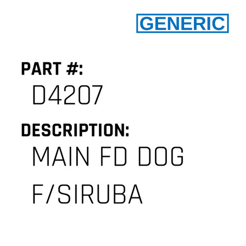 Main Fd Dog F/Siruba - Generic #D4207