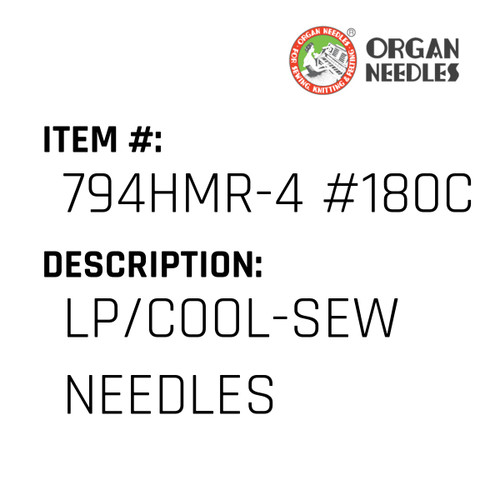 Lp/Cool-Sew Needles - Organ Needle #794HMR-4 #180CS