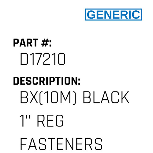 Bx(10M) Black 1" Reg Fasteners - Generic #D17210