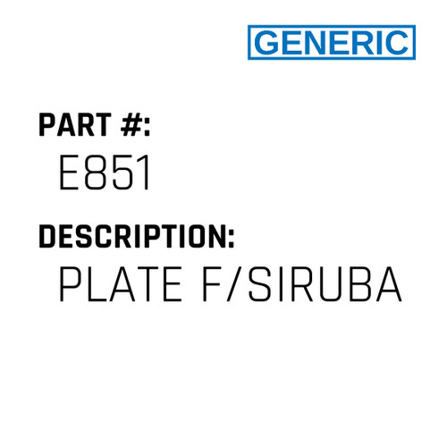 Plate F/Siruba - Generic #E851