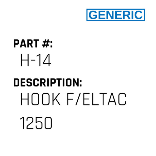 Hook F/Eltac 1250 - Generic #H-14