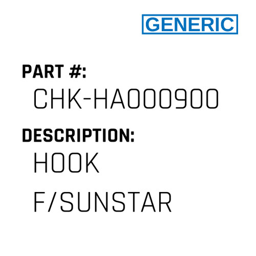 Hook F/Sunstar - Generic #CHK-HA000900