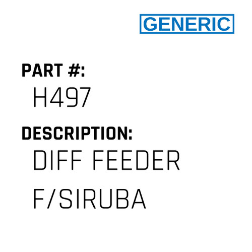 Diff Feeder F/Siruba - Generic #H497