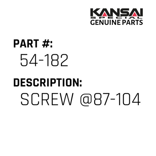Kansai Special (Japan) Part #54-182 SCREW @87-104