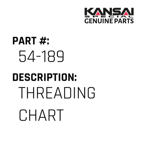 Kansai Special (Japan) Part #54-189 THREADING CHART