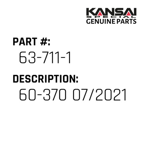 Kansai Special (Japan) Part #63-711-1 USE 60-374 ASSY WITH BALL LAPPED IN, CONNECT LINK SMALL, 60-370 07/2021