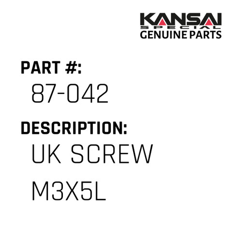 Kansai Special (Japan) Part #87-042 UK SCREW M3X5L