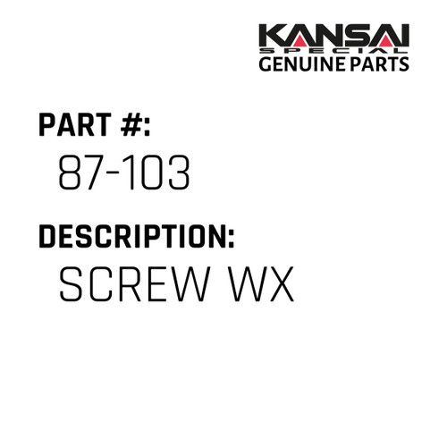 Kansai Special (Japan) Part #87-103 SCREW (WX)