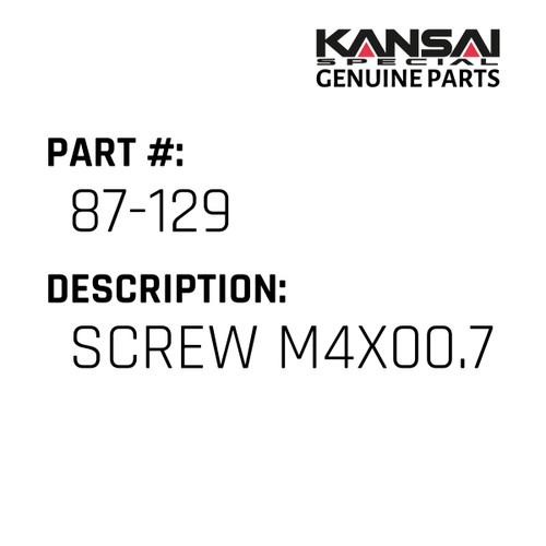 Kansai Special (Japan) Part #87-129 SCREW M4X00.7,12L
