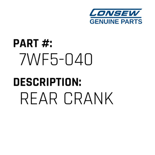 REAR CRANK

Consew Part #7WF5-040

Fits:

Consew 205RB-1
Typical GC0302
Yamata FY5318