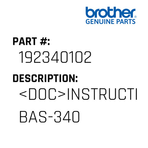 <Doc>Instruction Manual Bas-340 - Genuine Japan Brother Sewing Machine Part #192340102