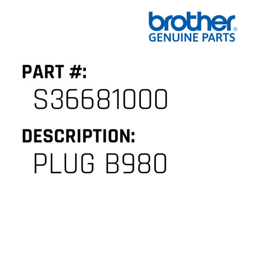 Plug B980 - Genuine Japan Brother Sewing Machine Part #S36681000