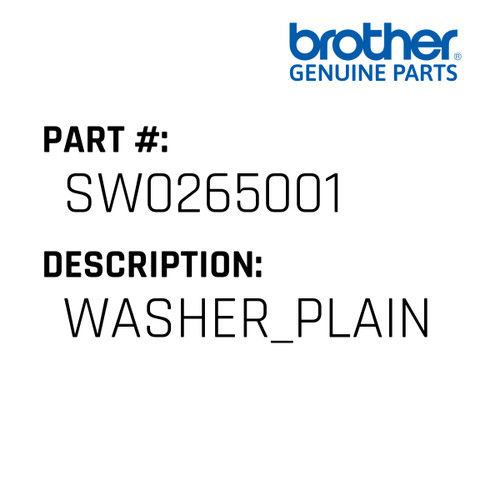 Washer_Plain - Genuine Japan Brother Sewing Machine Part #SW0265001