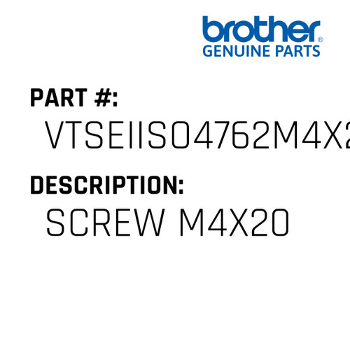 Screw M4X20 - Genuine Japan Brother Sewing Machine Part #VTSEIISO4762M4X20