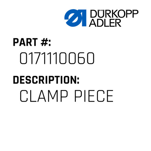 Clamp Piece For Dürkopp Adler Original Part Number 0171 110060