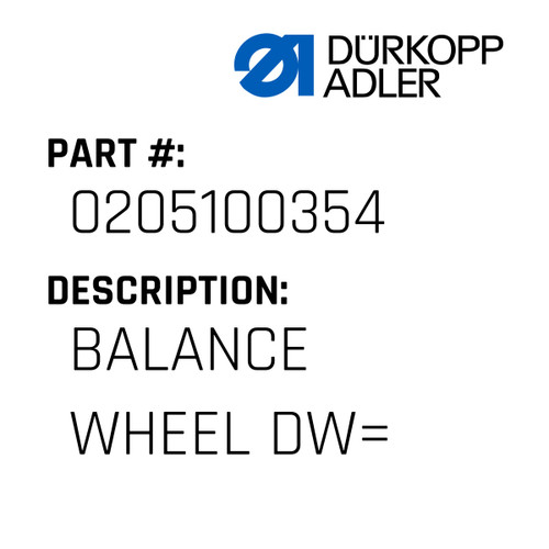 Balance Wheel Dw= For Dürkopp Adler Original Part Number 0205 100354
