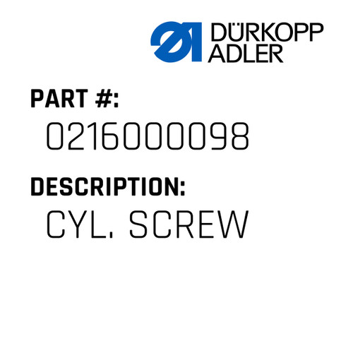 Cyl. Screw For Dürkopp Adler Original Part Number 0216 000098