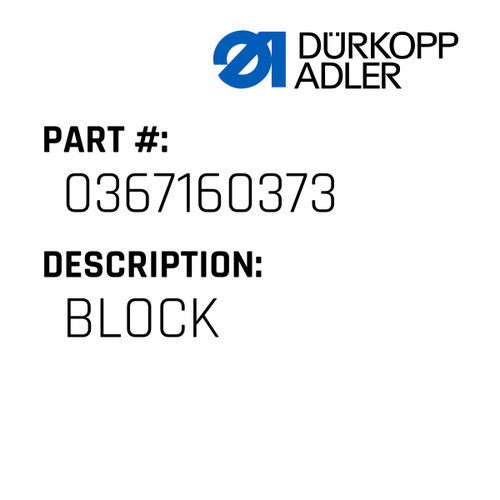 Block For Dürkopp Adler Original Part Number 0367 160373