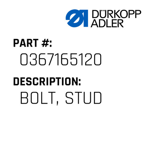 Bolt, Stud For Dürkopp Adler Original Part Number 0367 165120