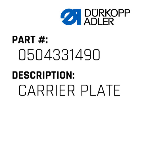 Carrier Plate For Dürkopp Adler Original Part Number 0504 331490