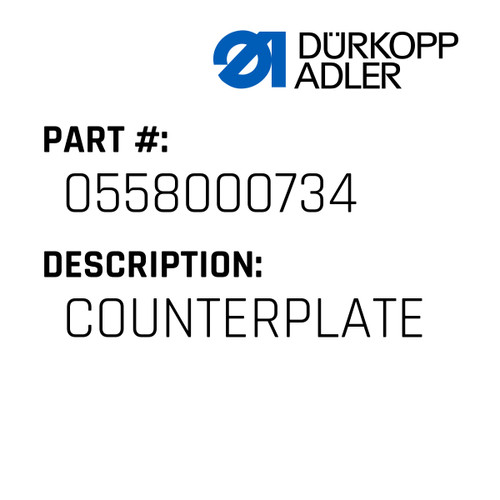 Counterplate For Dürkopp Adler Original Part Number 0558 000734