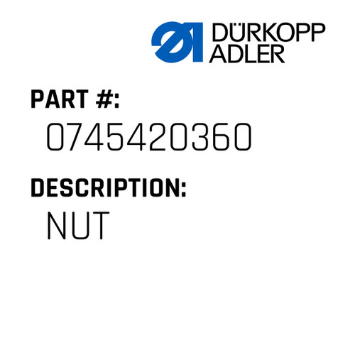 Nut For Dürkopp Adler Original Part Number 0745 420360