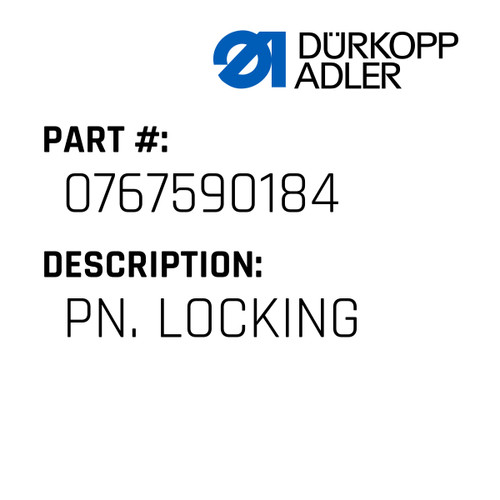 Pn. Locking For Dürkopp Adler Original Part Number 0767 590184