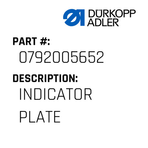 Indicator Plate For Dürkopp Adler Original Part Number 0792 005652