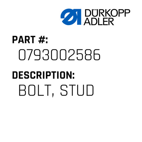 Bolt, Stud For Dürkopp Adler Original Part Number 0793 002586