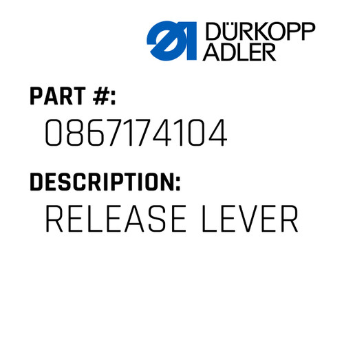 Release Lever For Dürkopp Adler Original Part Number 0867 174104