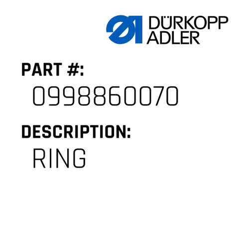 Ring For Dürkopp Adler Original Part Number 0998 860070