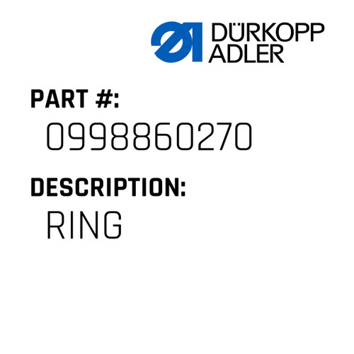 Ring For Dürkopp Adler Original Part Number 0998 860270