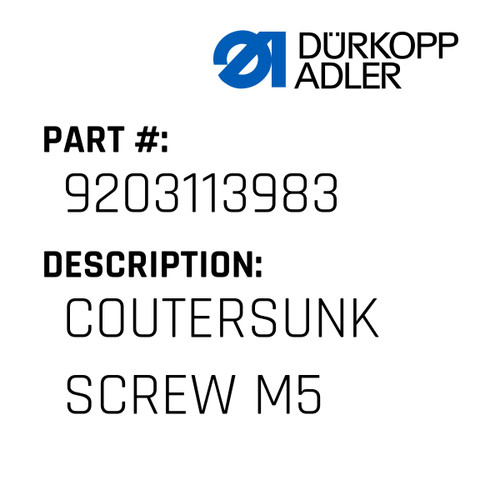 Coutersunk Screw M5 For Dürkopp Adler Original Part Number 9203 113983