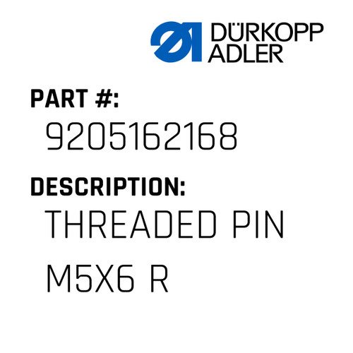 Threaded Pin M5X6 R For Dürkopp Adler Original Part Number 9205 162168