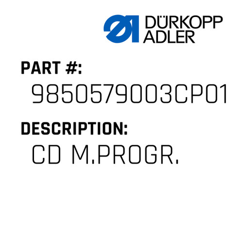 Cd M.Progr. For Dürkopp Adler Original Part Number 9850 579003 CP01
