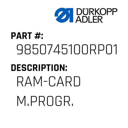 Ram-Card M.Progr. For Dürkopp Adler Original Part Number 9850 745100 RP01