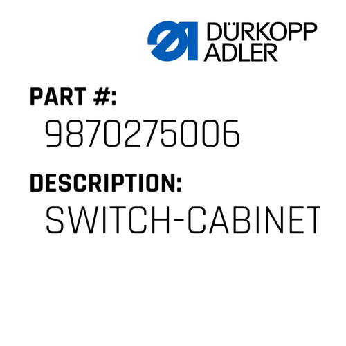 Switch-Cabinet For Dürkopp Adler Original Part Number 9870 275006
