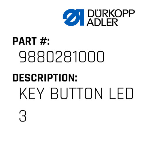 Key Button Led 3 For Dürkopp Adler Original Part Number 9880 281000