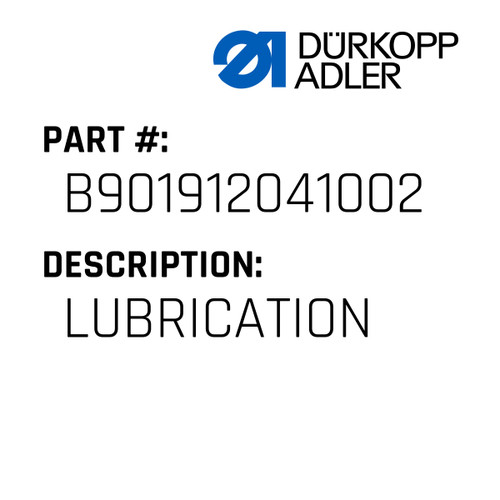 Lubrication For Dürkopp Adler Original Part Number B90.191204.10.02